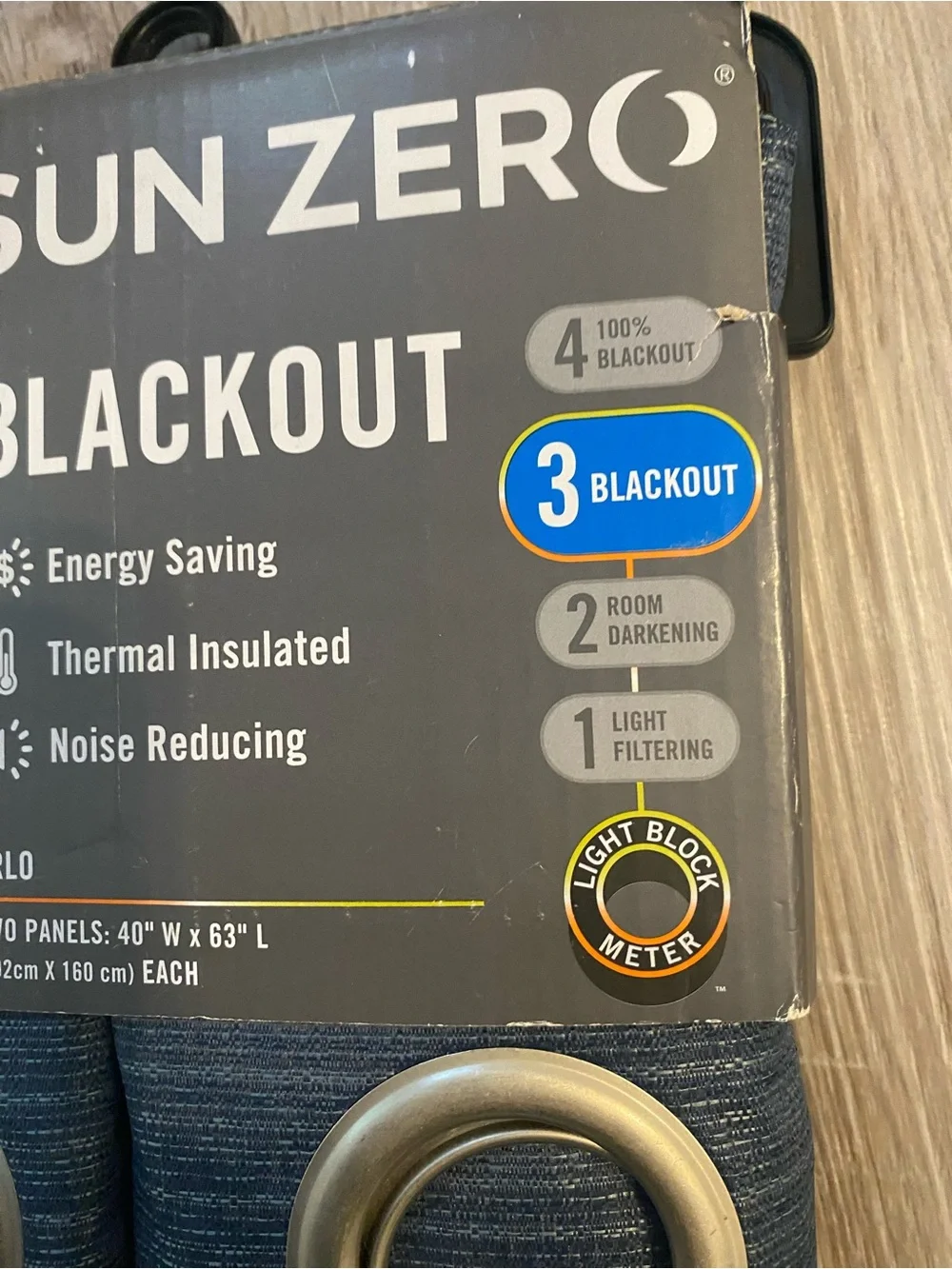 Sun Zero Blackout Grommet Thermal Insulated Curtain panel Set Navy 40